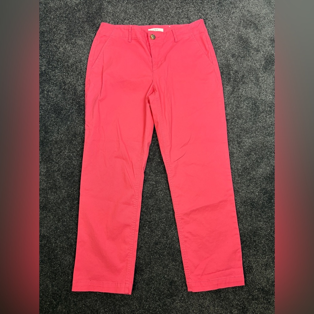 Loft - The Monroe Slim chino trousers - size 6 - pink
